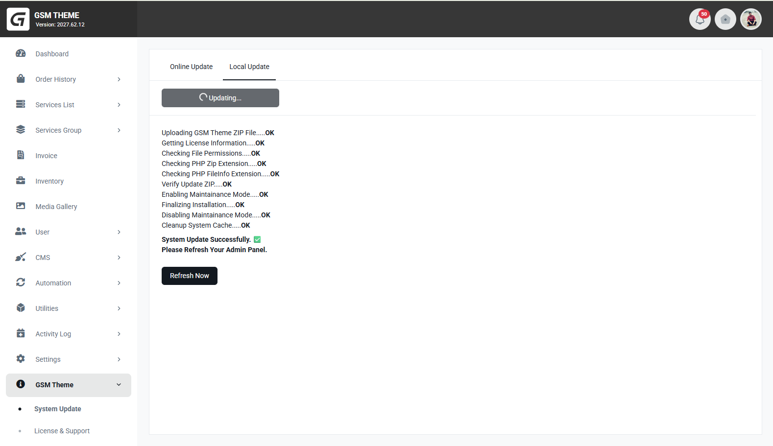 GSM Theme Dashboard