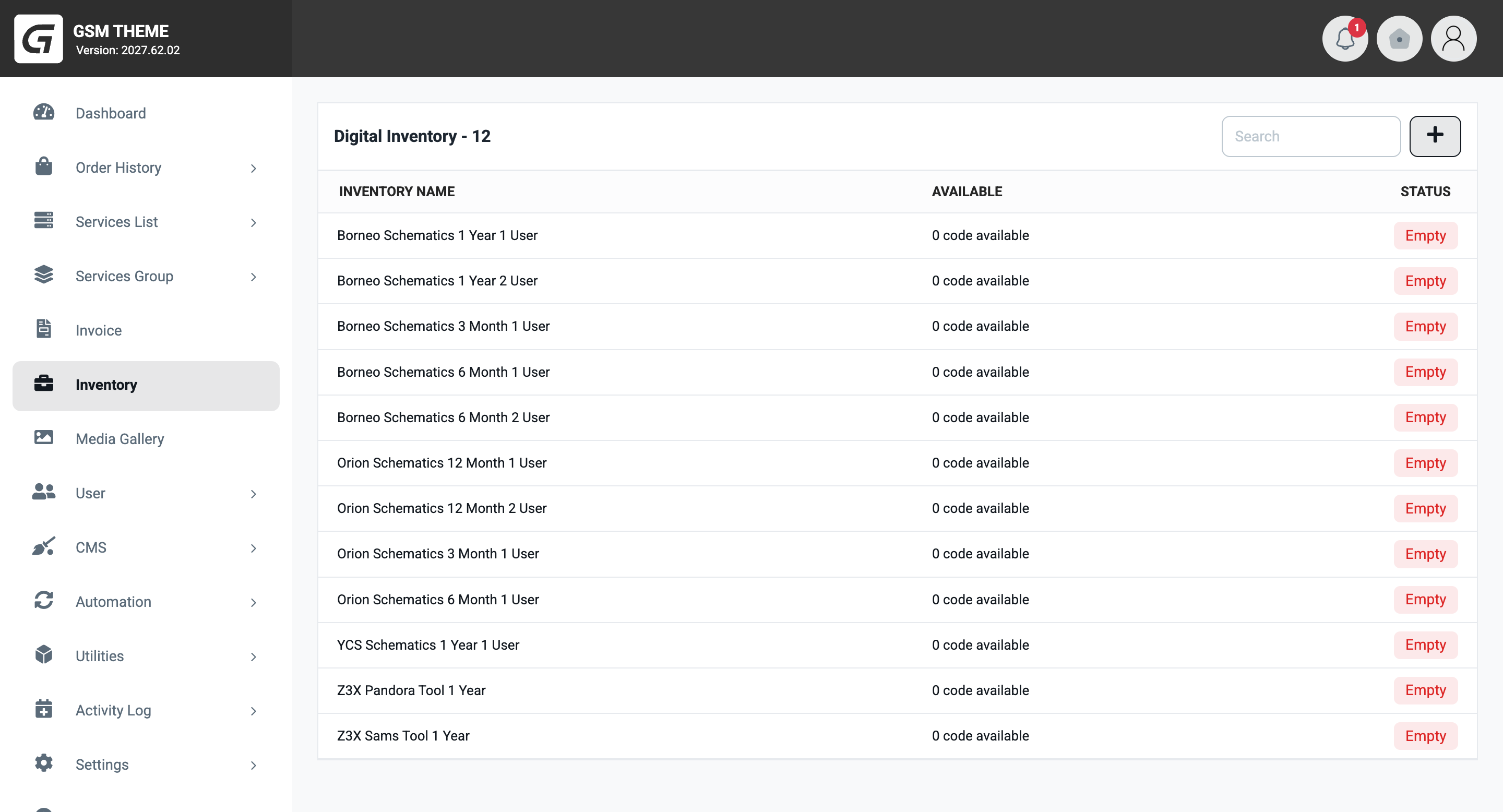 GSM Theme Dashboard