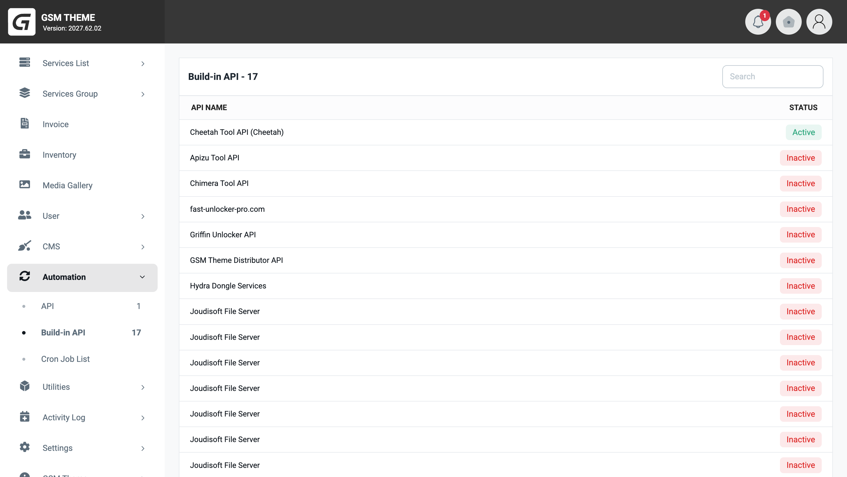 GSM Theme Dashboard