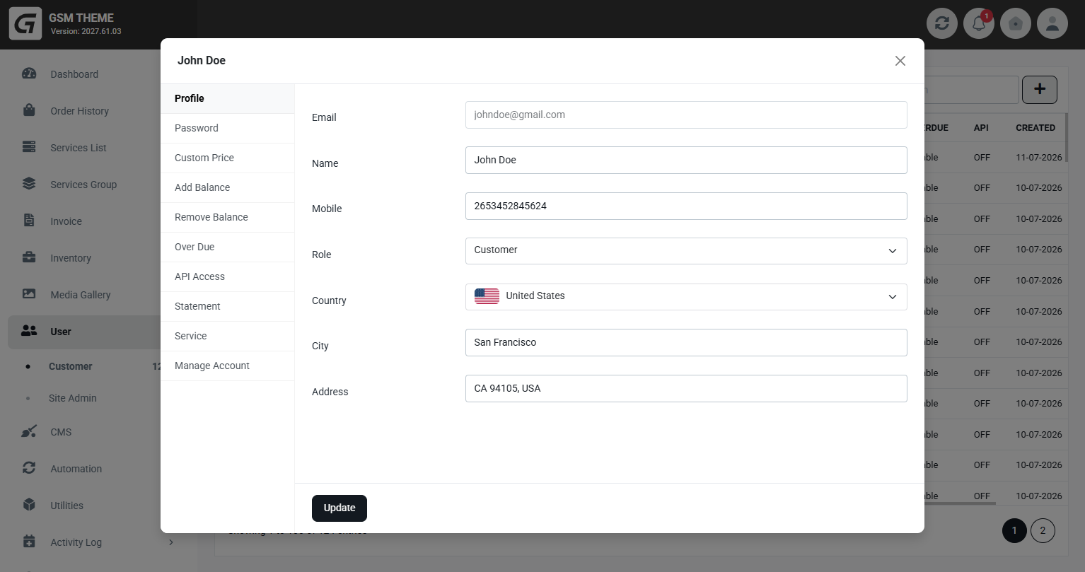 GSM Theme Dashboard